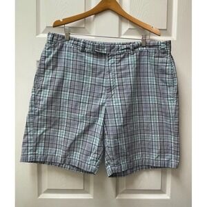 Greg Norman Mens Blue Plaid Golfing Shorts Golf Adult Outdoors Active Size 40